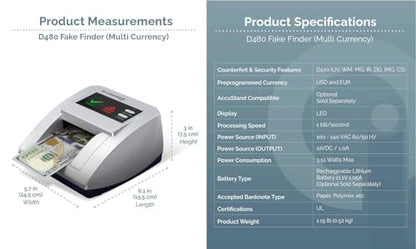 AccuBANKER D480 Fake Finder Counterfeit Detector, USD EUR - style: Advanced Unit