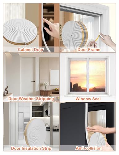 Weather Stripping Door Seal Strip,32.8 FT D Shaped Weatherstripping - color: White, size: S (3/8"W × 1/4“T)