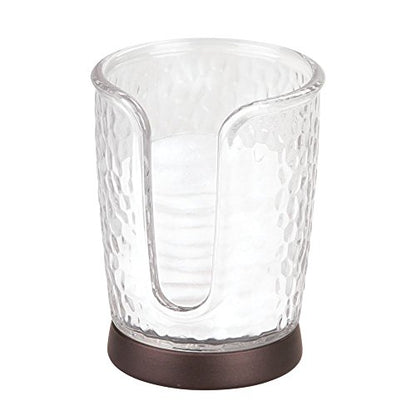 mDesign Plastic/Steel Compact Small Disposable Paper Cup Dispenser Storage Holder for Rinsing Cups on Bathroom Vanity Countertops - Rain Collection - Clear/Bronze - color: Clear/Bronze