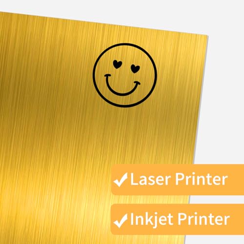 Gold Printable Sticker Paper, 20 Sheets Printable Holographic Gold Sticker Paper, Laser/Inkjet Printing-Letter Size (8.5" x 11") - color: Gold, size: 8.5" x 11"