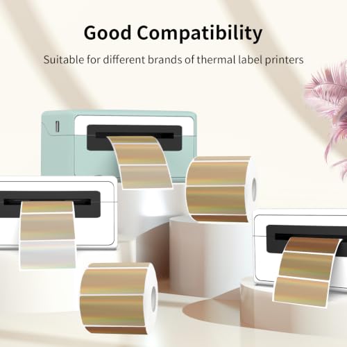 Brown Thermal Label 2x1 Inch- Barcode Labels- Holographic Thermal Sticker Labels for Address, Shipping, Compatible with Rollo Label Printer & MUNBYN& Zebra (300 Sheets/Brown Gradient) - color: Holographic Brown, size: 2"x 1"