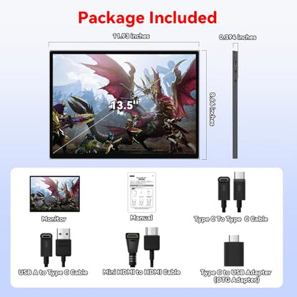 S135 13.5 Inches Portable Monitor for Switch/Switch 2 Laptop - size: 13.5"