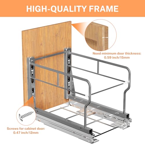 YJHome Double 10Gal Pull Out Trash Can Cabinet, Soft-Close Slides - color: Black, style: Double