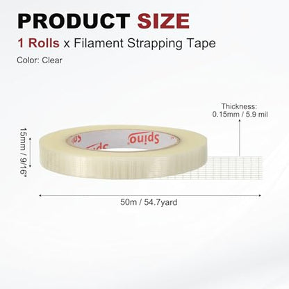 uxcell Filament Strapping Tape 9/16" x 54.7 Yards 5.9 Mil Heavy Duty Mesh - size: 9/16 Inch x 54.7 Yards 5.9 Mil