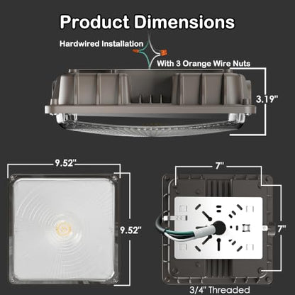LED Canopy Lights, 40W, 5600LM, 5000K, 0-10V Dimmable - size: 40W 1Pack