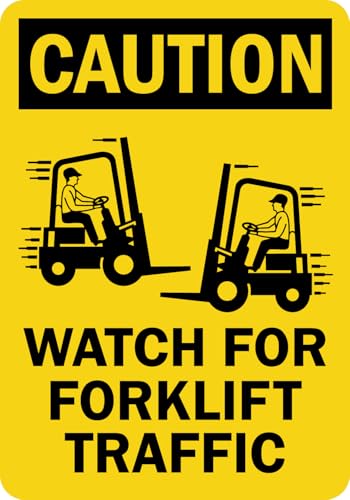 StickerJet OSHA Caution Sign Watch For Forklift Traffic (With Graphic) Stickers – Self Adhesive Vinyl 5-Pack, Sign for Warehouse and Industrial Waterproof & UV Resistant (3.5" x 5") - color: Caution: Watch For Forklift Traffic (Graphic), size: 3.5" x 5"