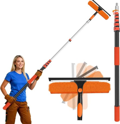 14" Extra-Wide Window Squeegee with 5-24FT Extension Pole - size: 14"-24FT