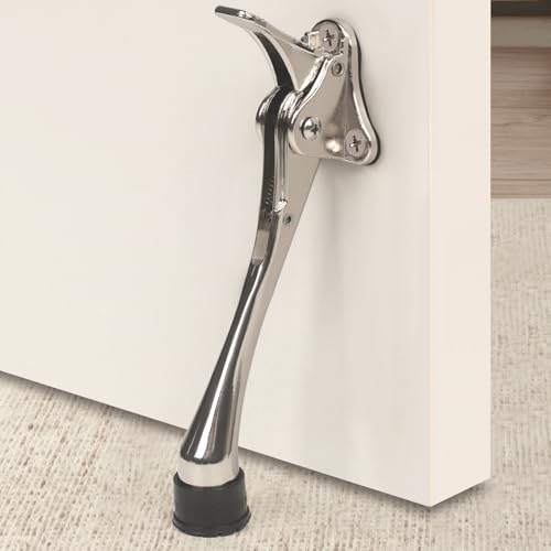 6 Inch Kick Down Door Stoppers for Bottom of Door, Heavy Duty Kickdown Door Stop, One Touch Kick Down Door Stoppers 1 Pack Satin Nickel - color: Satin Nickel, size: 6 inch x 1pack