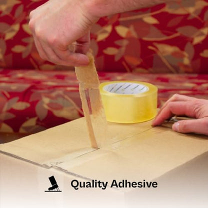 PSBM Clear Packaging Tape with 1 Dispenser, 12 Rolls, 1.6 Mil Thick, 1.88 Inch Wide, 110 Yards Per Roll, Total 1320 Yards, Heavy Duty Tape for Packaging, Shipping, Moving & Sealing - size: 12 Rolls +1 Dispenser