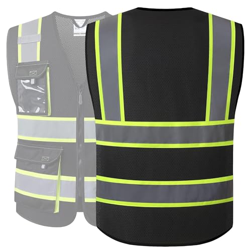 JKSafety Safety Vest for Men Women Hi Vis Reflective Vest JK220 Black S - color: Jk220-black, size: Small