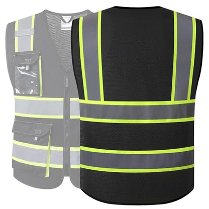 JKSafety Safety Vest for Men Women Hi Vis Reflective Vest JK220 Black S - color: Jk220-black, size: Small