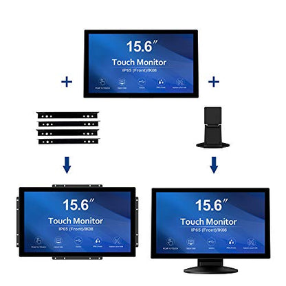 GreenTouch 15.6 Inch 10 Points Open Frame Touch Display, Industrial PCAP Touchscreen Monitor, VGA+HDMI+DVI Port - 16:9 - size: 15.6 IN