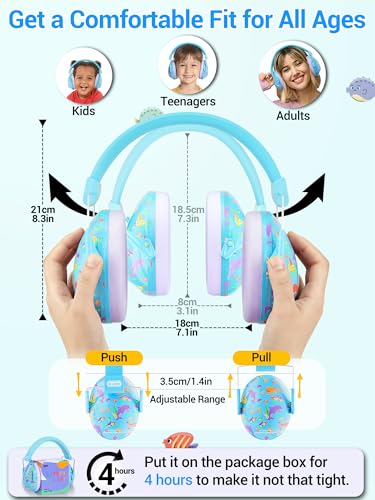 Dr.meter Kids Ear Protection for Monster Truck, Noise Reduction Ear Muffs - color: Print Ocean Creature