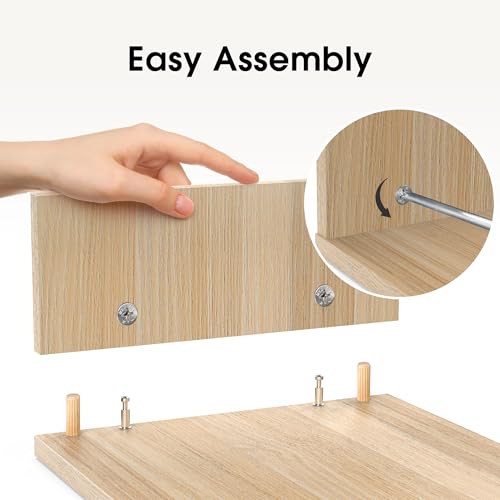 FITUEYES Dual Monitor Stand Riser, Adjustable Length and Angle, Oak - color: Oak