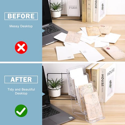 xydstay 4 Tier Acrylic Brochure Holder 4 x 9 Inches, 2 Pack