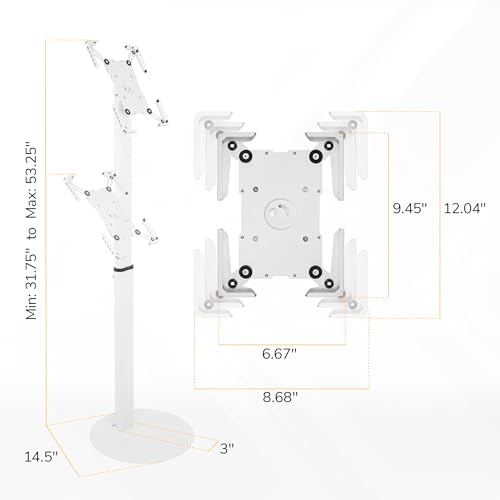 Mount-It! Anti-Theft Universal Tablet Floor Kiosk, Height Adjustable, White - color: White