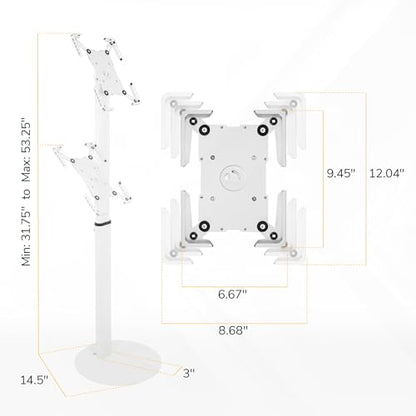 Mount-It! Anti-Theft Universal Tablet Floor Kiosk, Height Adjustable, White - color: White