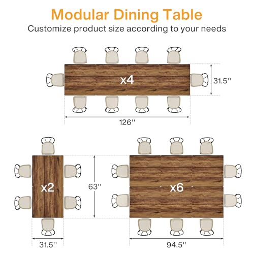 Tribesigns Square Commercial Dining Table Set of 4, 31.5" Heavy Duty Dinner Table with Metal Base, Wooden Kitchen Table for Restaurant, Cafe, Bakery, School, Apartment (Chairs are not Included) - color: Brown, size: Square-4PCS
