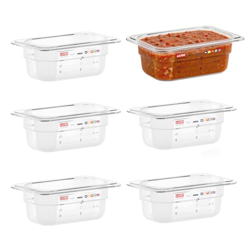 6-Pack 1/9 Size 2.5" Deep Polycarbonate Food Pans, NSF Commercial Clear Food Pan, Hotel Pan for Sauces, Condiments, Garnishes & Small Prep, Food-Grade, Label Area - color: 1/9 Size, size: 2.5" Deep