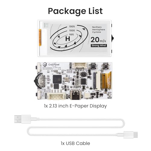 ELECROW ESP32 E-Ink Display 2.13 Inch E-Paper HMI Display Black/White Color - size: 2.13″ E-Ink Display