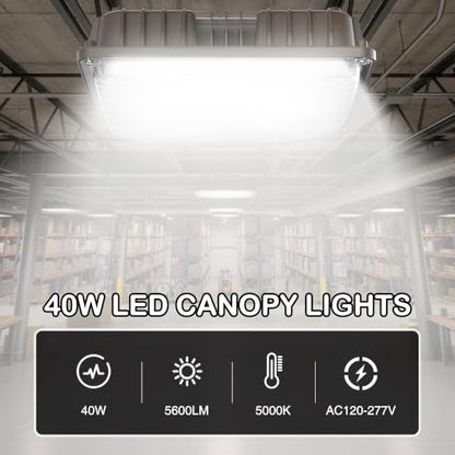 LED Canopy Lights, 40W, 5600LM, 5000K, 0-10V Dimmable - size: 40W 1Pack