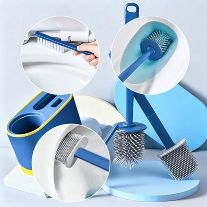 Toilet Brush Set, Bathroom Accessories, Toilet Bowl Cleaners, Deep Cleansing Multifunctional Hanging Toilet Brush Set for Bathroom(Bule) - color: Blue