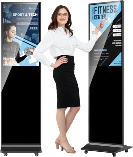 32 inch Indoor Digital Signage Touchscreen IPS Floor Standing Digital Kiosks Interactive Displays with WiFi HDMI/USB Input Auto AD Player, Android OS Black - color: Black, size: 32 inch, style: Touch-Screen