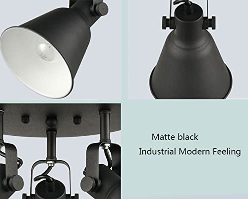 Multi-Directional Ceiling Spot Light, Adjustable Round Track Lighting - color: Black, size: 3-Light（Style B）