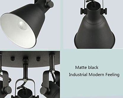 Multi-Directional Ceiling Spot Light, Adjustable Round Track Lighting - color: Black, size: 3-Light（Style B）