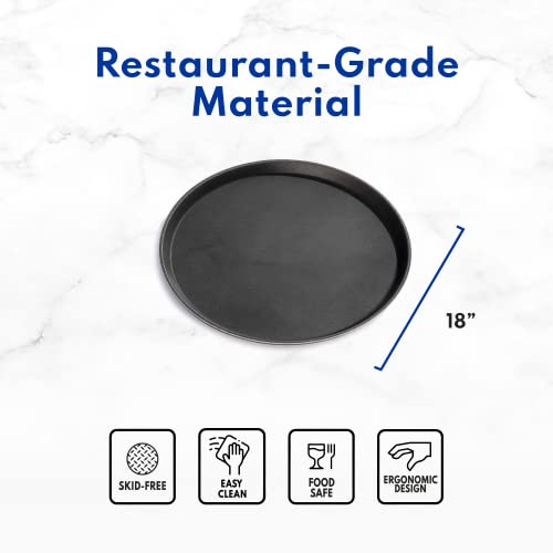 New Star Foodservice Restaurant Grade Non-Slip Serving Tray, 11 Inch Round Brown Plastic Tray with Rubber-Lined Surface, Bar, Catering, Restaurant, and Foodservice Tray