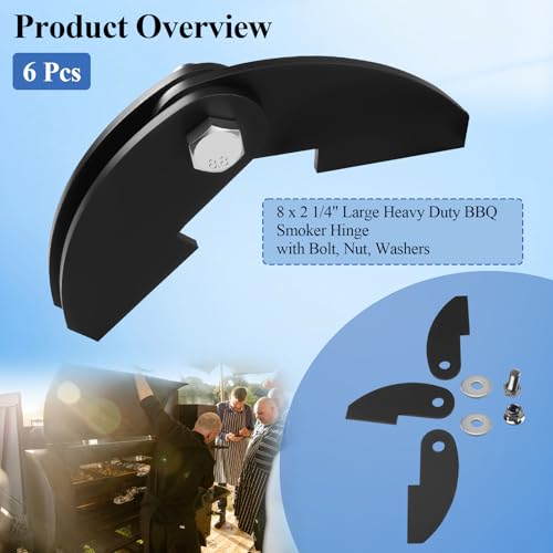 6 Pcs 8 x 2 1/4" Heavy Duty BBQ Smoker Hinge Fit for Burn Shop BBQ Smoker - style: 6 Pcs