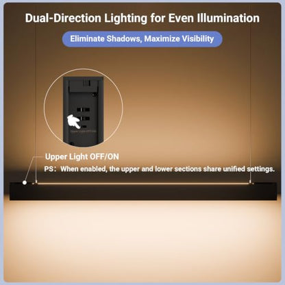 4FT LED Linear Light,50/45/40/35/30W Up and Down Light,3/4/5000K - color: Black, size: 4FT4P