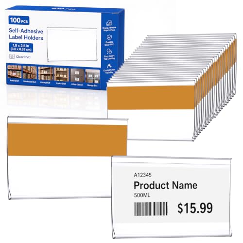 Fainne 100 Pcs Shelf Label Strips 1.5''h x 2.5" L Self Adhesive Bulk