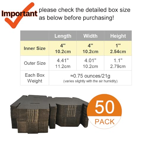 50 Pack 4x4x1'' Small Shipping Boxes, Corrugated Cardboard Mailers for Business, Black (CM441B) - color: Black-50 Pack, size: 4x4x1''