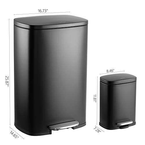 happimess Connor 2-Piece Stainless Steel Trash Can, Charcoal Black - color: Black