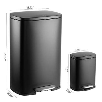 happimess Connor 2-Piece Stainless Steel Trash Can, Charcoal Black - color: Black