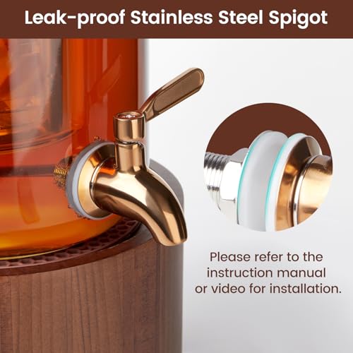 1 Gallon Glass Drink Dispenser for Parties Beverage Dispenser