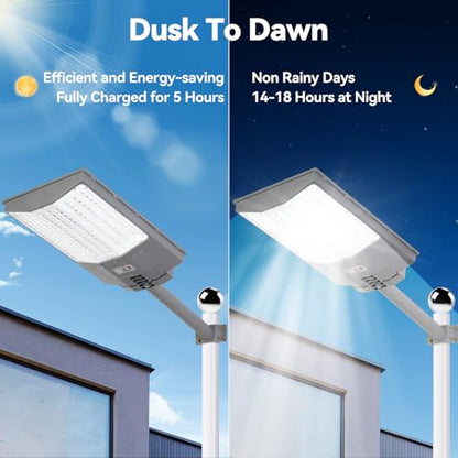 10500W Solar Street Lights Outdoor, 650000LM 7000K Solar Parking Lot Lights Dusk to Dawn 40000mAh IP67 Waterproof Pole Security Flood Lamps with Motion Sensor and Remote for Yard, Garage, Driveway - size: 136A-L