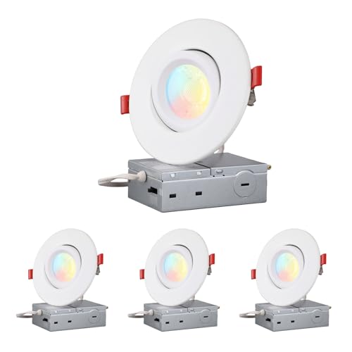 TORCHSTAR 4-Pack 4 Inch 2 Hour Fire Rated LED Recessed Light, Gimbal, 5CCT - size: 4 Inch