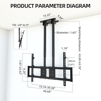 Ceiling TV Mount for 60-120 inch TV Hold 220 lbs, 20 Height Levels