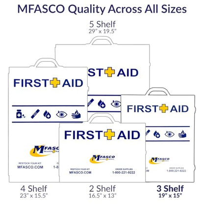 MFASCO OSHA/ANSI 2021 Class B First Aid Cabinet | 3-Shelf with Meds - size: 3 Shelf, style: W/ Medications