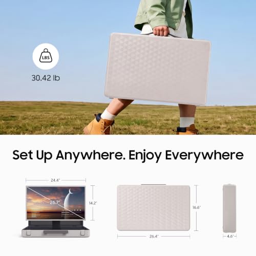 apolosign packgo 27-Inch Portable Entertainment System, Compact Suitcase Design Smart TV, Android OS, Bluetooth 3D Speakers, Built-in Battery 6H, Briefcase Screen Perfect for Travel & Parties (White) - color: White