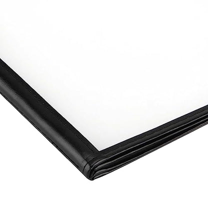 JAPCHET 4 Pack 8.5 X 11 Inch Menu Covers, Restaurant Menu Holder Covers 4 Page 8 View Menu Book Clear Plastic Menu Sleeves with Leather Edge Menu Covers for Restaurants, Hotels and Bars, A4 Size - color: Black, size: 4 Pack 4 Page