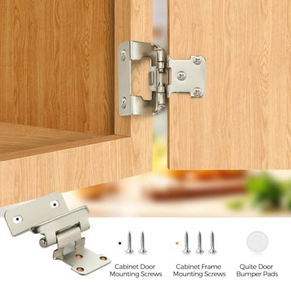 Brushed Nickel Cabinet Hinges 1/2 Inch Overlay 4 Pack(2 Pairs) - color: Brushed Nickel
