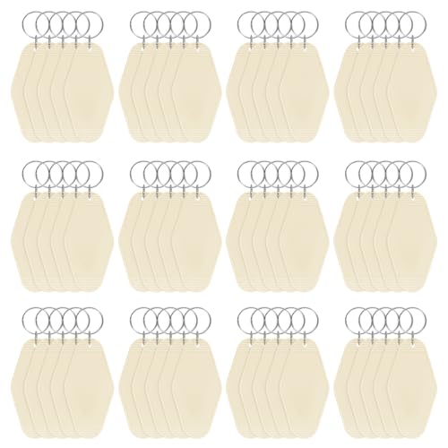 Blank Hotel Keychain Tags [60PCS] - Plastic Rhombus Blank Motel Keychain with Key Rings - color: Beige