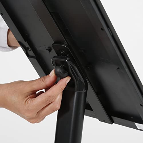M&T Displays Simplistic Curved Menu Board 18x24 inch Black Pedestal Sign Holder Floor Standing Aluminum Front Loading Easy Open Poster Advertisement Sign Holder for Restaurant Cafe Hotel