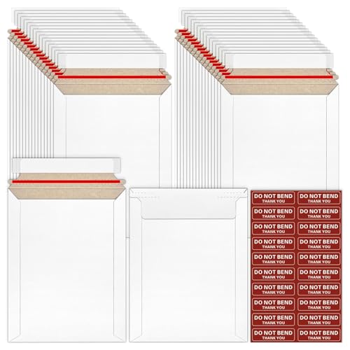 20 Pack 6x8 inch Rigid Mailers, Self Seal Photo Mailers Protective Flat Cardboard Envelopes White Blank Shipping Envelopes for Photos, CD, Document, Invitation, Trading Card, Coins, Stamps - color: White, size: 6x8 Inch