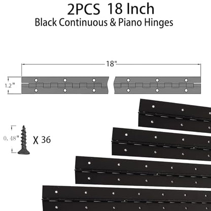 2Pcs 18inch Black Heavy Duty Stainless Steel Continuous&Piano Hinges - size: 18"-2PACK