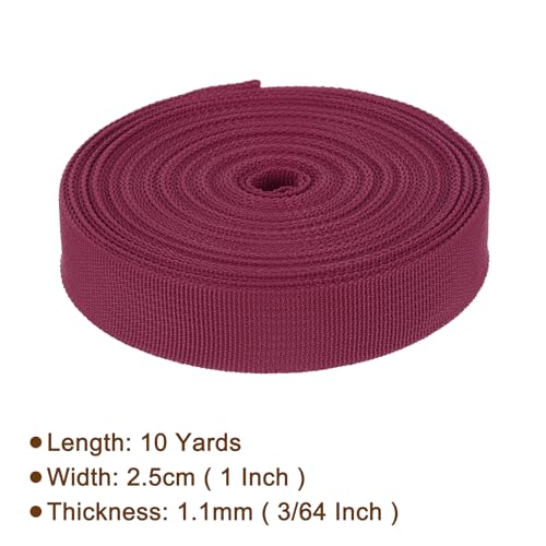 Nylon Webbing Strap, 10 Yards x 1 Inch Polypropylene Webbing Lightweight Strapping Backpack Band for DIY Gear Repair Outdoor Luggage Cargo Straps, Wine Red - color: Wine Red, size: 10 Yards x 1 Inch