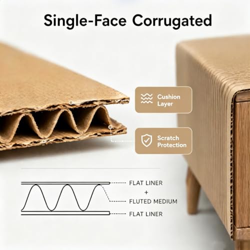 Corrugated Cardboard Roll, 24 x 400 Inches Single Face Brown cardboard Roll for Gardening, Packing & Floor Protection, Cardboard sheets for Moving, Crafts
